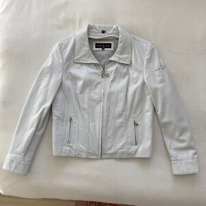 Y2K Baby Phat Vintage Bone White Leather Jacket - Womens XXL